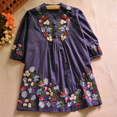 Blouse Rétro Fleurie Femme Blouse Rétro Fleurie Femme – Image 7