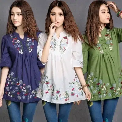 Blouse Rétro Fleurie Femme Blouse Rétro Fleurie Femme – Image 3