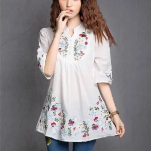 Blouse Rétro Fleurie Femme