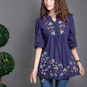 Blouse Rétro Fleurie Femme