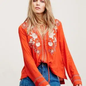 Blouse Bohème Brodée Femme