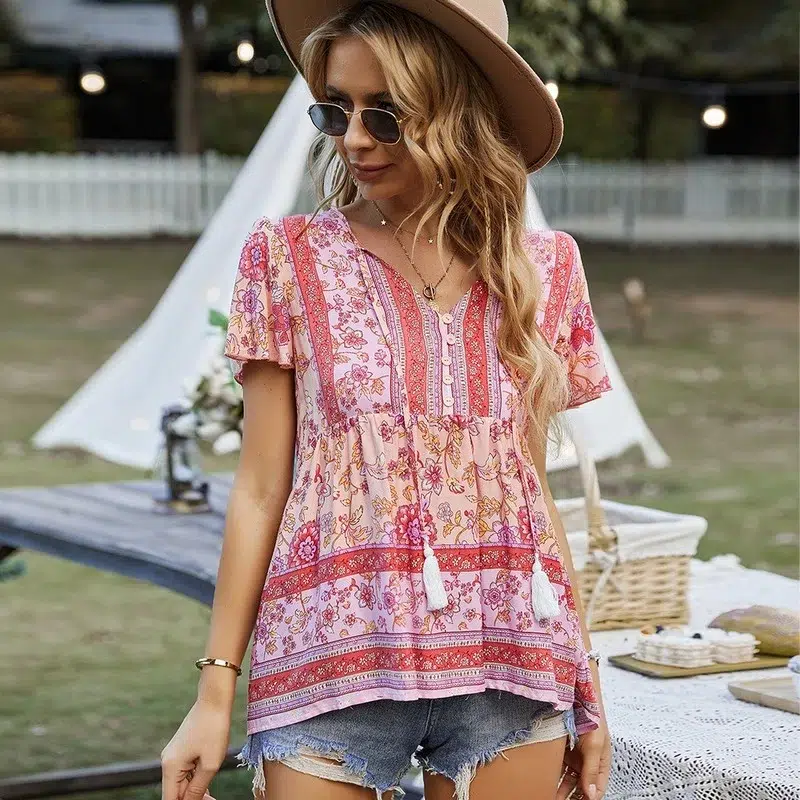 Blouse Hippie Femme Colorée Blouse Hippie Femme Colorée – Image 4