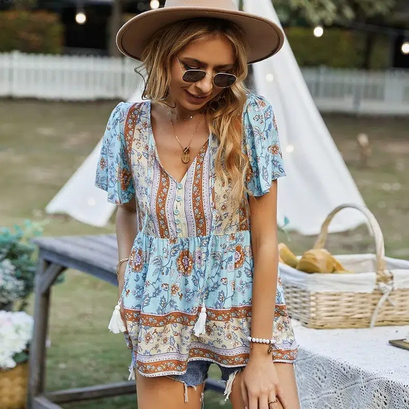 Blouse Hippie Femme Colorée Blouse Hippie Femme Colorée – Image 5