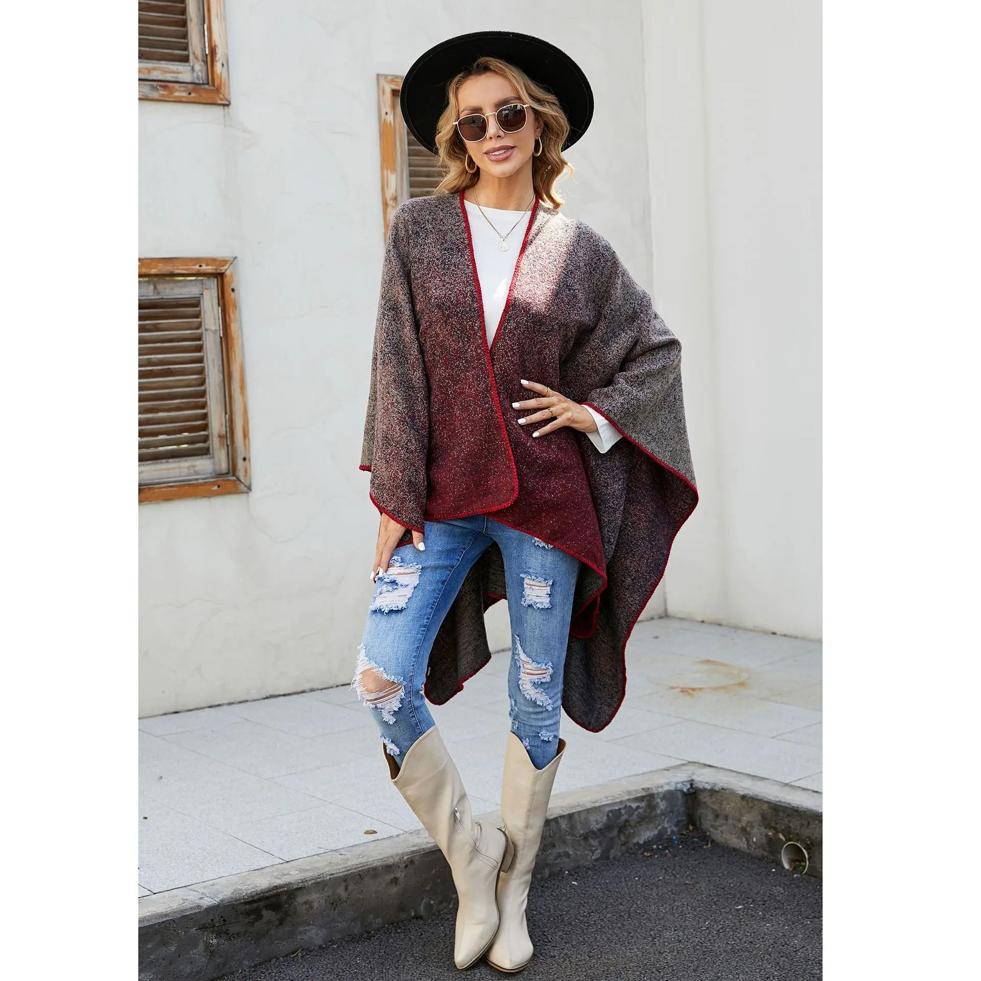 Poncho Femme Chaud Mi-Saison Se14d78826cf5479bae3e68d064d95d09S.webp